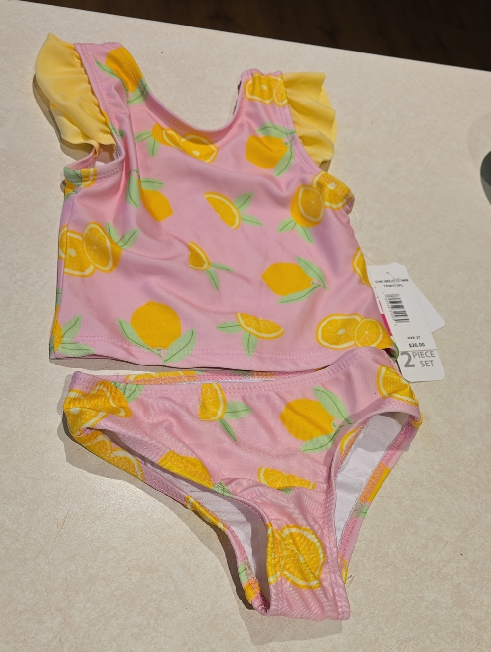 Dreamwave Swim Toddler Girls Two Piece Tankini Set Lemon Print